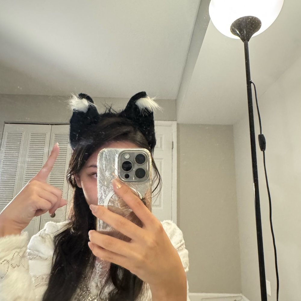 Black and White Cat Ear Headband